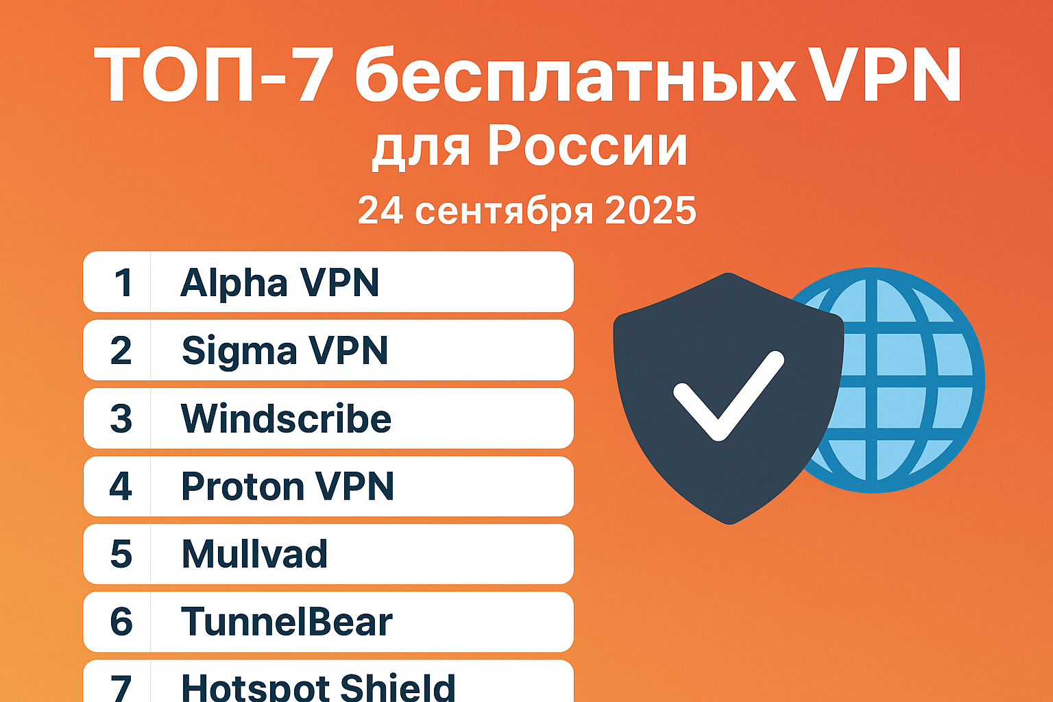 ТОП 7 бесплатных ВПН для РОСИИ  – 24 сентября 2025 года!